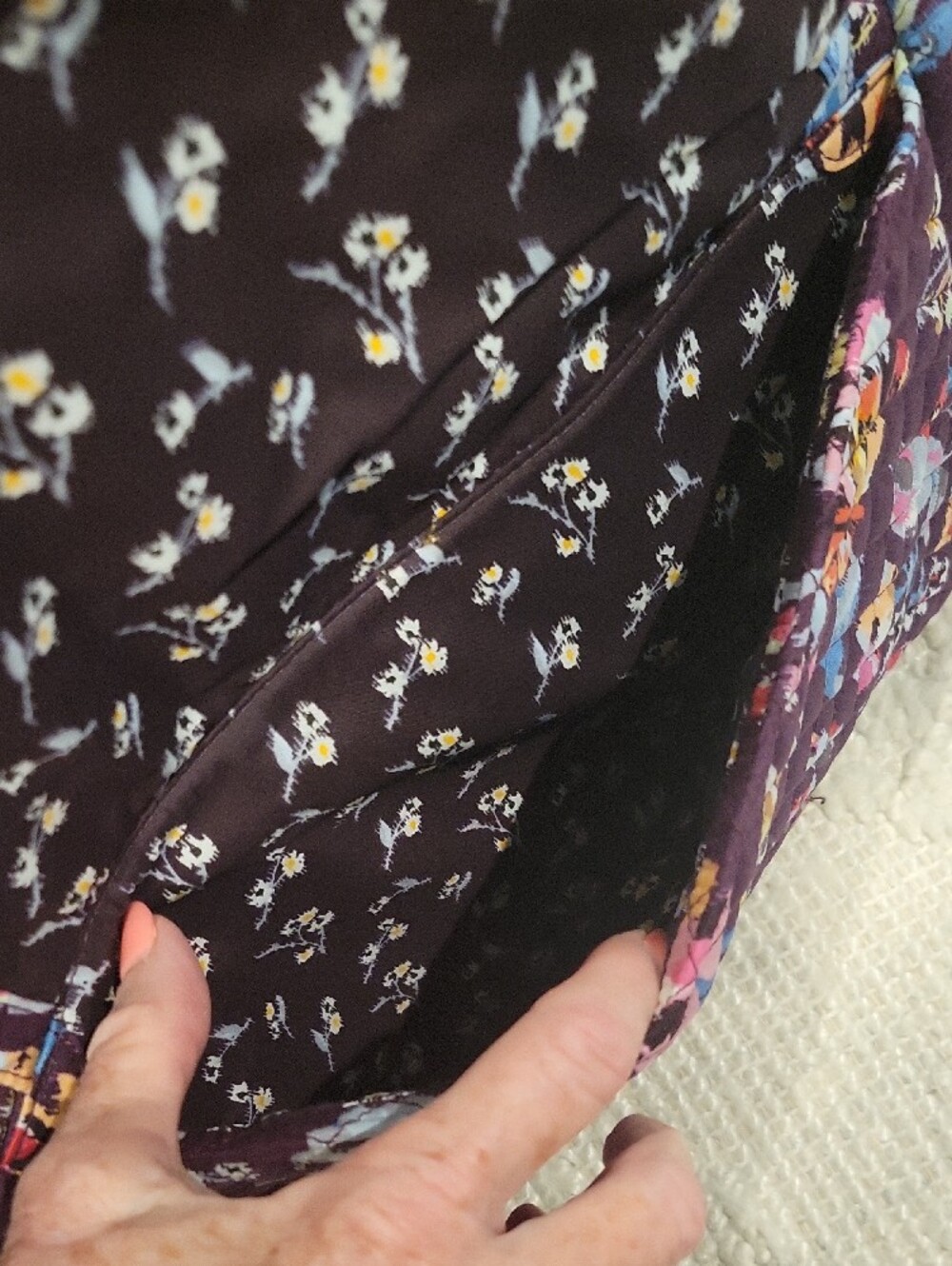 Vera Bradley Plum Floral Quilted Shoulder Tote - Picture 4 of 5